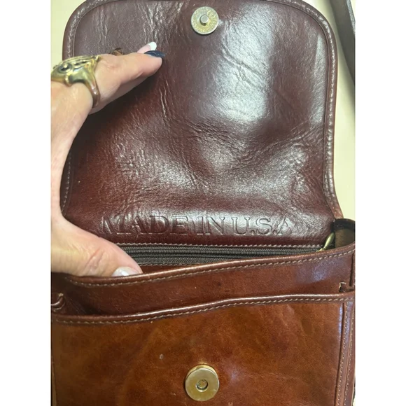 Vintage Brahmin Brown Leather Crossbody Bag Small - Picture 3 of 6